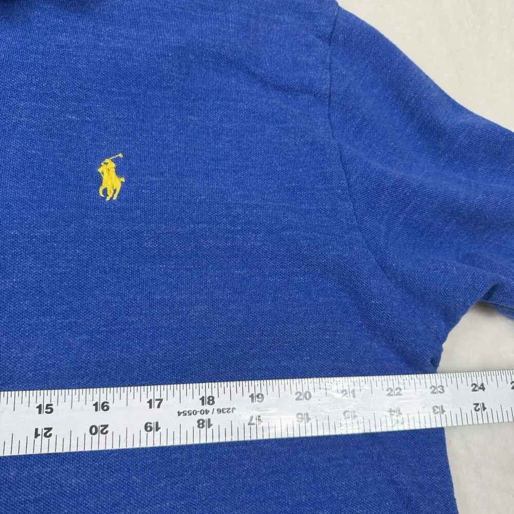 Polo Ralph Lauren Polo Shirt XL Blue Yellow Pony Cotton Classic Fit Preppy